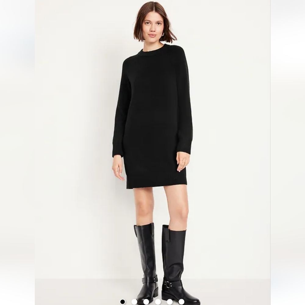 SoSoft Black Long Sleeve Sweater Mini Dress